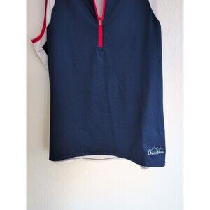 ADIDAS WOMENS XL Racerback Sleeveless Quarter Zip Polo Shirt BLUE GOLF